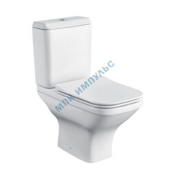 Унитаз-компакт горизонтальный выпуск нижний подвод с арматурой 2/реж слив кнопка с сиденьем дюропласт микролифт белый Лайн Rimless Santek 1.WH50.1.573