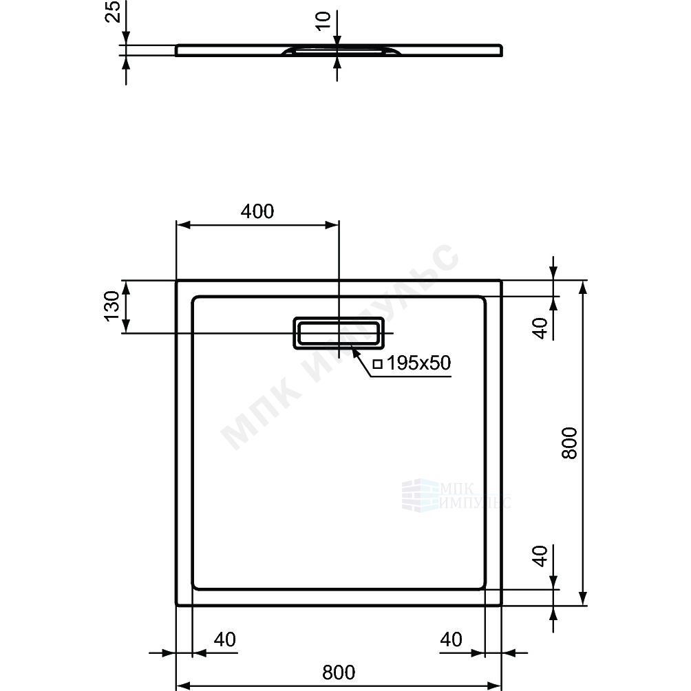 Поддон душевой акрил квадрат ULTRAFLAT NEW 800х800х25 Ideal Standard T446601 — изображение 2