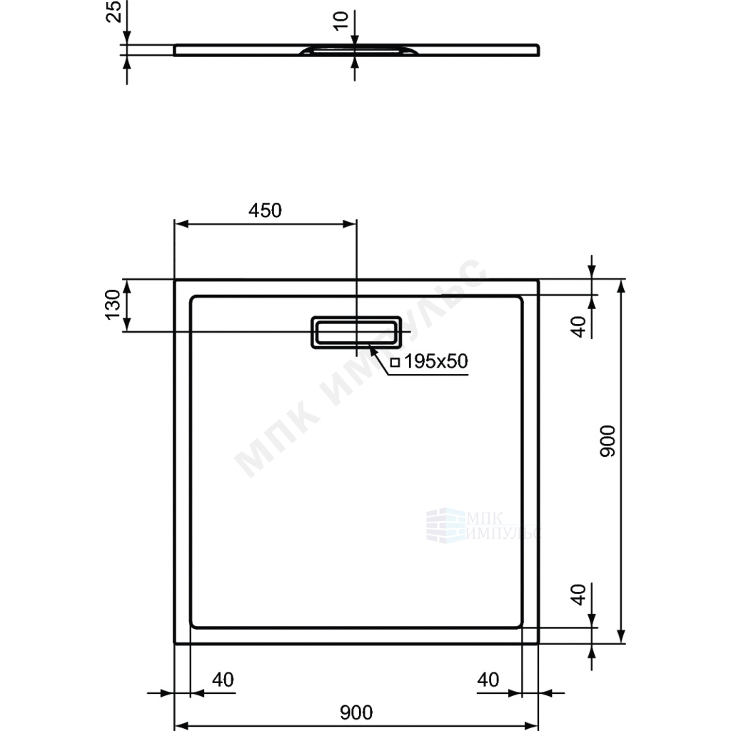 Поддон душевой акрил квадрат ULTRAFLAT NEW 900х900х25 Ideal Standard T446701 — изображение 2