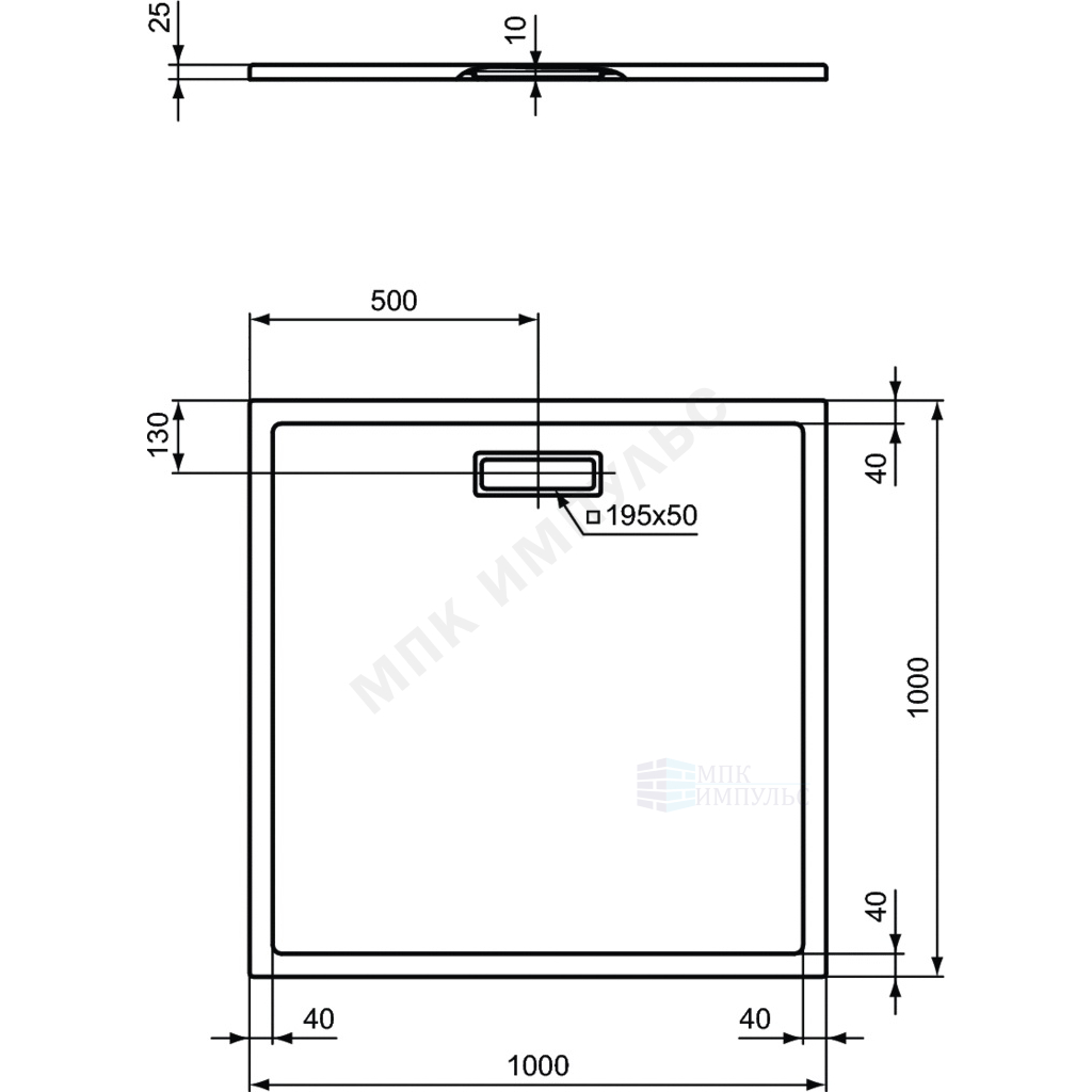 Поддон душевой акрил квадрат ULTRAFLAT NEW 1000х1000х25 Ideal Standard T448801 — изображение 2