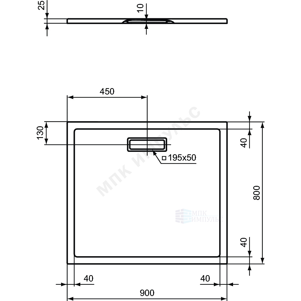 Поддон душевой акрил прямоугольный ULTRAFLAT NEW 800х900х25 Ideal Standard T448101 — изображение 3