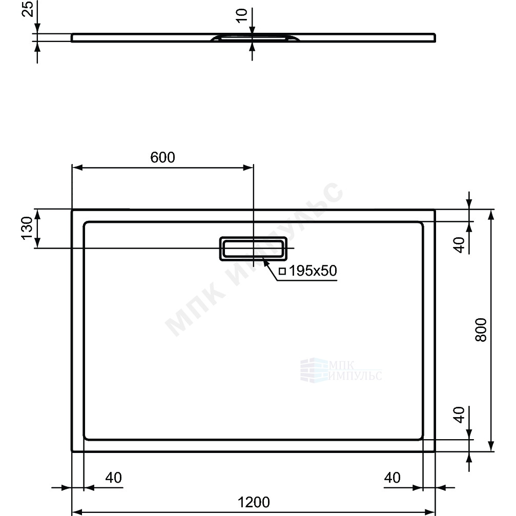 Поддон душевой акрил прямоугольный ULTRAFLAT NEW 1200х800х25 Ideal Standard T446901 — изображение 3