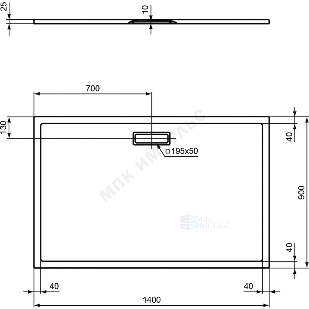 Поддон душевой акрил прямоугольный ULTRAFLAT NEW 1400х900х25 Ideal Standard T448401 — изображение 3