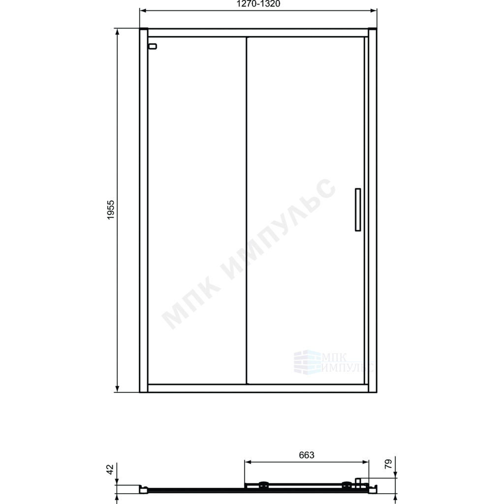 Дверь душевая CONNECT 2 Sliding door 1300х1950 мм алюминиевый профиль Ideal Standard K968501 — изображение 2