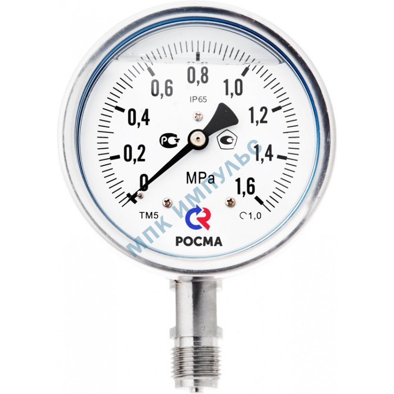 Манометр под гидрозаполнение ТМ-321P.00 радиальный Дк63мм 0-1,6 МПа кл.1,5 G1/4" Росма 00000007607