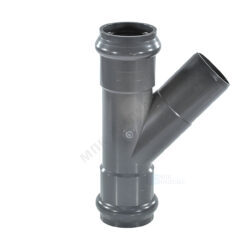 Тройник НПВХ SDR26 Дн 110х45гр Ру10 серый напорный раструбный под соединение с уплотнительным кольцом в/к Aquaviva AQV105110