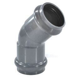 Отвод НПВХ SDR26 Дн 110х45гр Ру10 серый напорный двухраструбный под соединение с уплотнительным кольцом в/к Aquaviva AQV103110