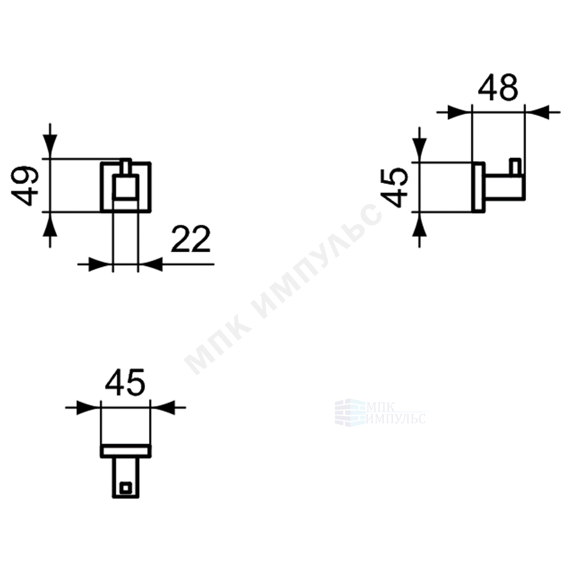 Крючок одинарный для одежды IOM Square хром Ideal Standard E2192AA — изображение 2