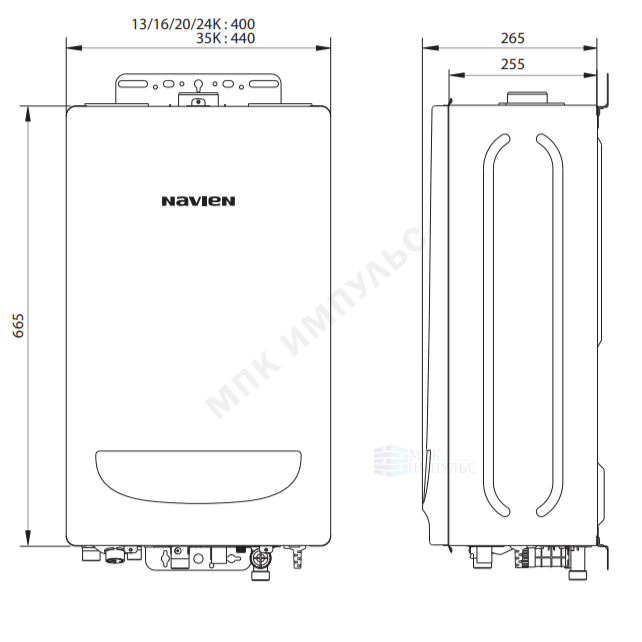Котел настенный газовый конвекционный 35 кВт двухконтурный DELUXE S 35K Navien PNGB3500035L001 — изображение 2