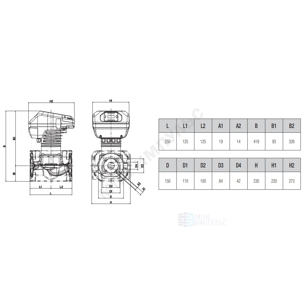 Насос циркуляционный с мокрым ротором для ГВС EVOPLUS B 180/250.40 SAN M PN16 1x220-240В/50/60 Гц DAB 60151166 — изображение 2