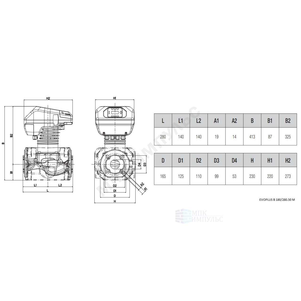 Насос циркуляционный с мокрым ротором EVOPLUS B 180/280.50 M PN16 1х220-240В/50 Гц DAB 60150976 — изображение 2