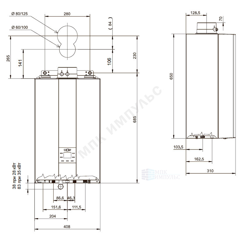 Котел настенный газовый конденсационный 35 кВт одноконтурный FGB-35 Wolf 8616043 — изображение 2