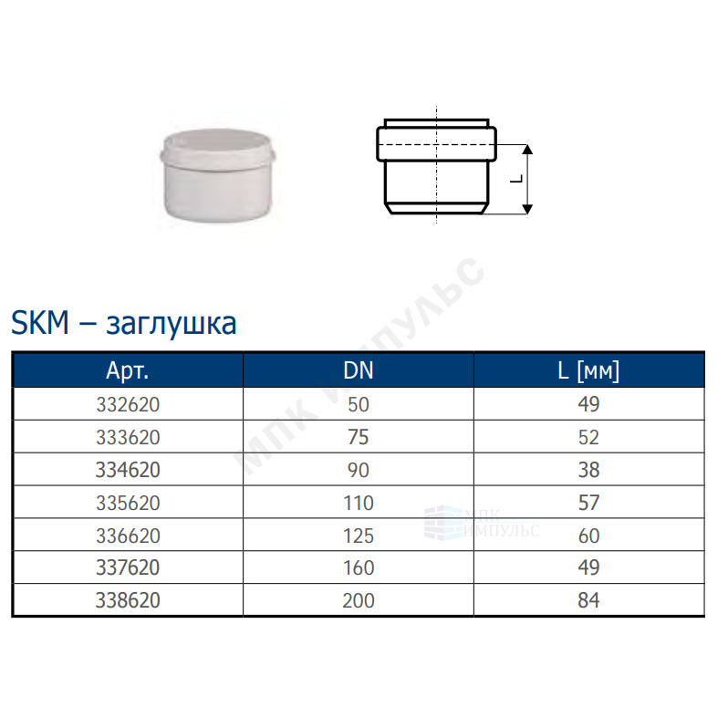 Заглушка PP-MD бесшумная светло-серая Skolan Safe SKM Дн 160 (DN160) б/нап Ostendorf 337620 — изображение 3