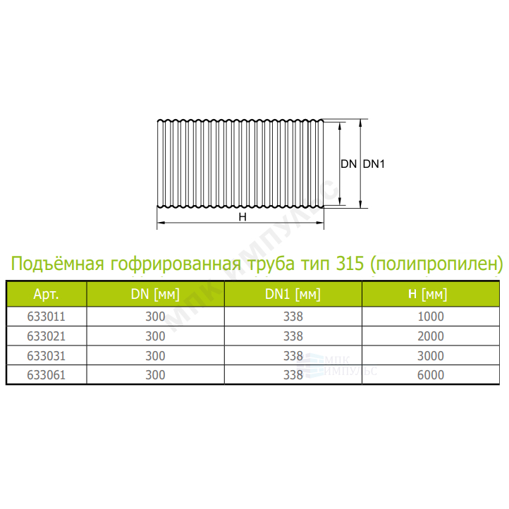 Труба РР гофрированная тип 315 Дн 338/300 б/нап L=3,0м подъемная Ostendorf 633031 — изображение 2