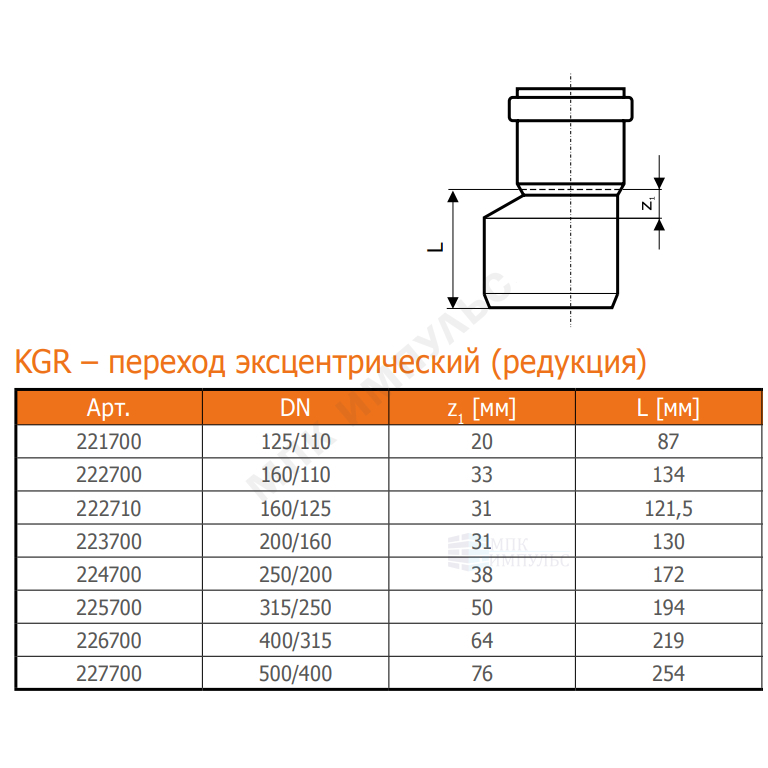 Переход НПВХ коричневый Дн 500х400 б/нап в/к KGR Ostendorf 227700 — изображение 2