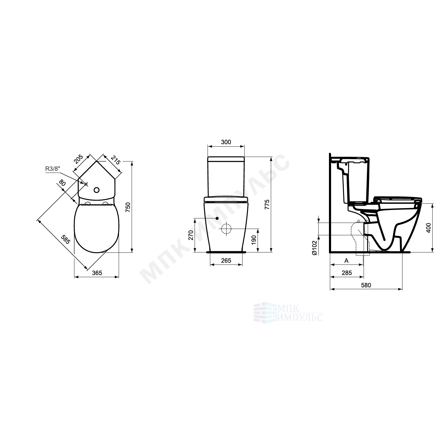 Чаша унитаза горизонтальный выпуск без сиденья белая CONNECT SPACE Ideal Standard E119501 — изображение 2