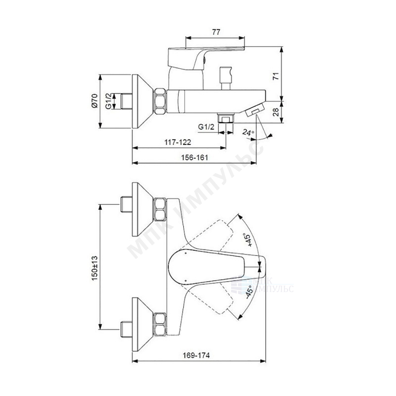 Промо-комплект для ванны с душем хром ESLA Ideal Standard BC264AA — изображение 2