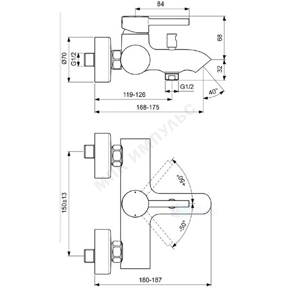 Смеситель для ванны с душем одноручный черный KOLVA Ideal Standard BC675U4 — изображение 2
