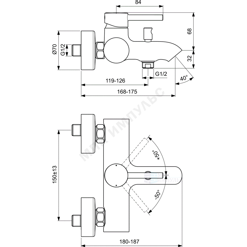 Смеситель для ванны с душем одноручный белый/хром KOLVA Ideal Standard BC675U5 — изображение 2