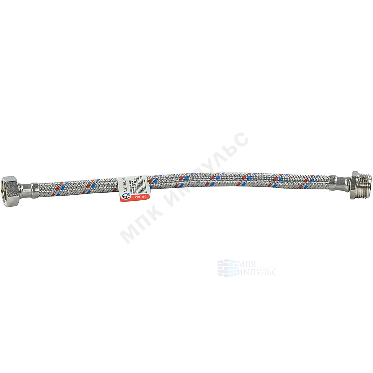 Подводка гибкая для воды нержавеющая оплетка 1/2" ш-г L=0.5м AQUALINE 01428 — изображение 2