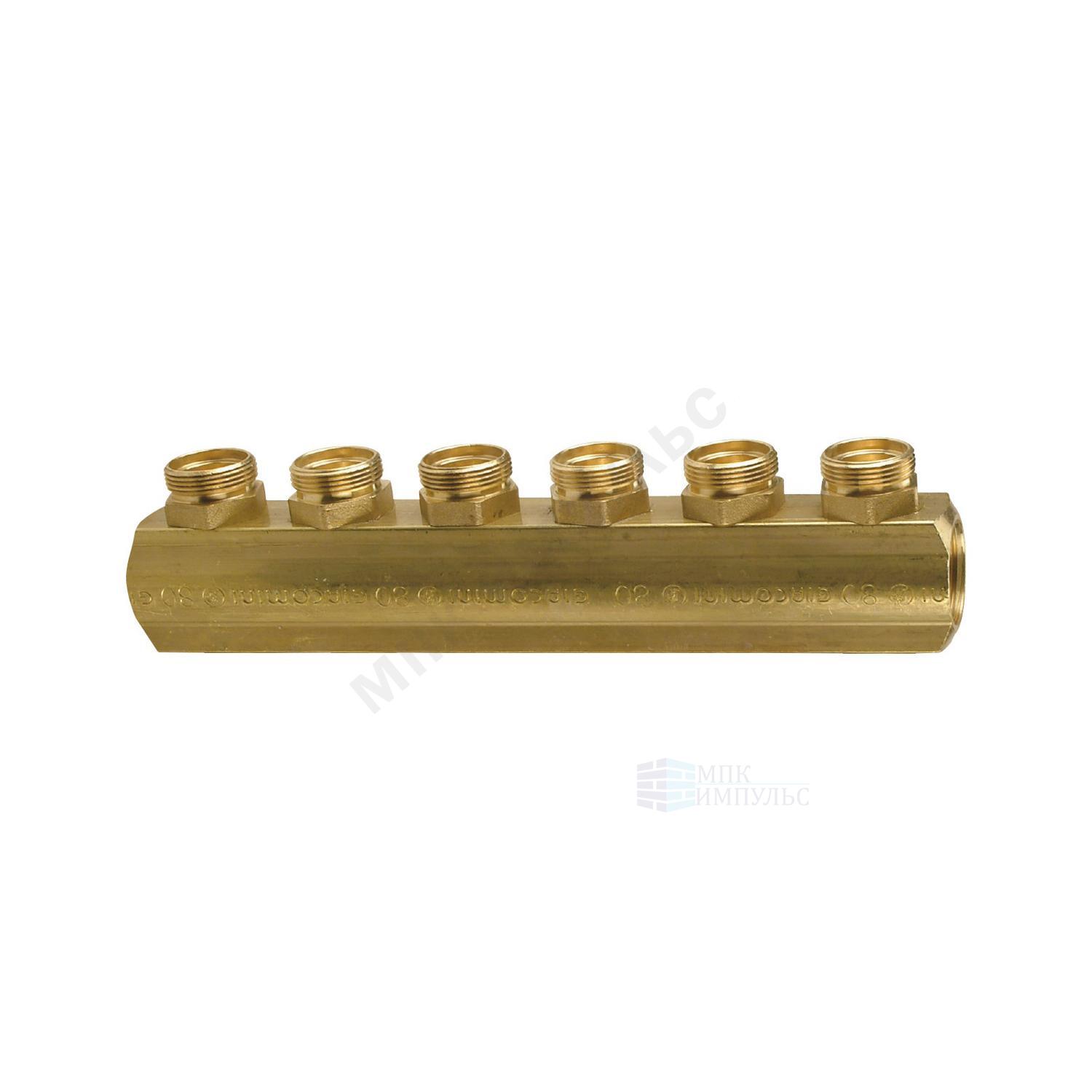 Коллектор латунь 1" ВР/ВР на 2 вых 3/4" НР м/о 50мм под евроконус R551S Giacomini R551SY062