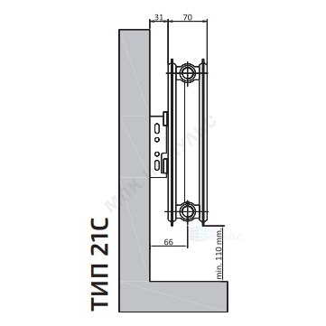 Радиатор стальной панельный Compact C тип 21 500х700 Qну=1214 Вт бок/п RAL 9016 (белый) Heaton Plus — изображение 4