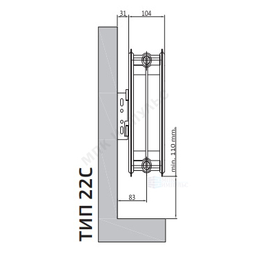 Радиатор стальной панельный Compact C тип 22 500х900 Qну=1993 Вт бок/п RAL 9016 (белый) Heaton Plus — изображение 4