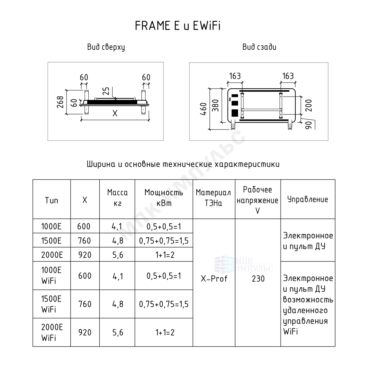 Конвектор электрический Frame E 2000E в/к ножки с электронным термостатом THERMEX ЭдЭБ01371 — изображение 6