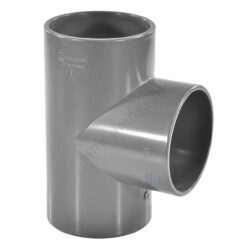 Тройник НПВХ Дн 200х90гр Ру16 серый напорный под клеевое соединение Aquaviva TEE2000