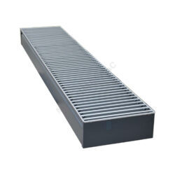 Конвектор внутрипольный рулонная решетка (втулки черные) анодированный алюминий шаг 12 мм с рамкой U - образный профиль подключение - универсальное Бриз КЗТО 2то 380х100х1100 5Ал12