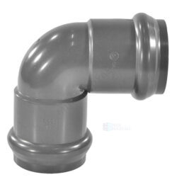 Отвод НПВХ SDR26 Дн 225х90гр Ру10 серый напорный двухраструбный под соединение с уплотнительным кольцом в/к Aquaviva AQV102225