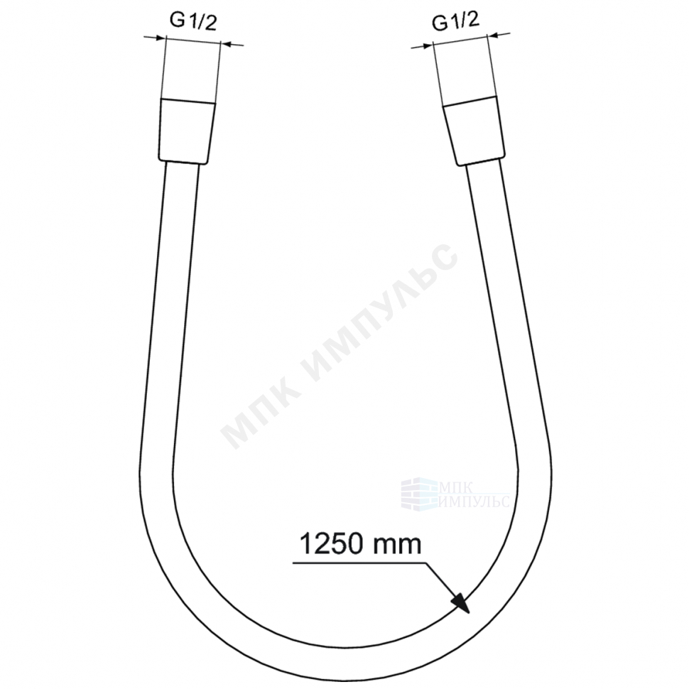 Шланг для душа L=1,25м имп/имп-конус поворотный черный матовый IDEALFLEX Ideal Standard BE125XG — изображение 2