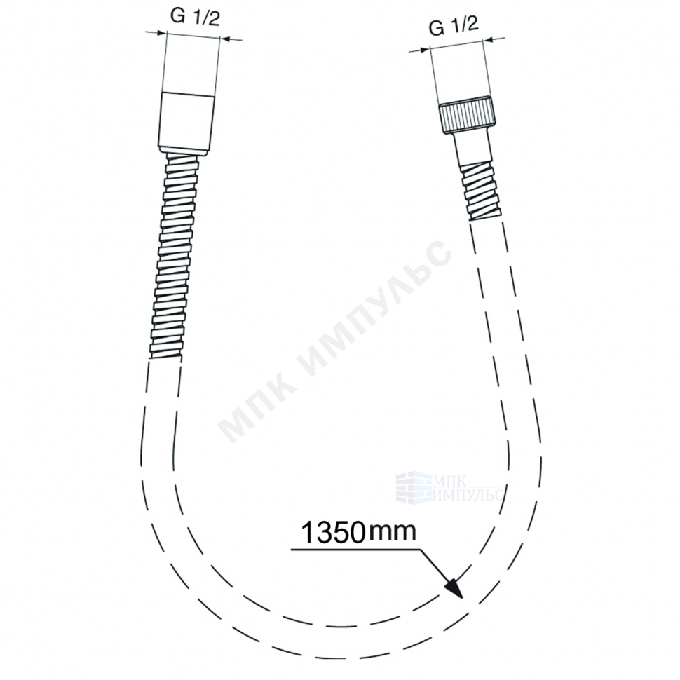 Шланг для душа L=1,35м имп/имп-конус хром ULTRAFLEX Ideal Standard BG135AA — изображение 2