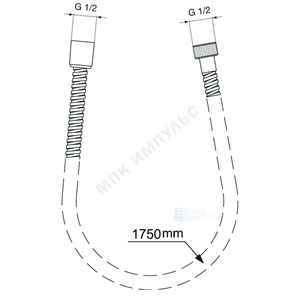 Шланг для душа L=1,75м имп/имп-конус хром ULTRAFLEX Ideal Standard BG175AA — изображение 2