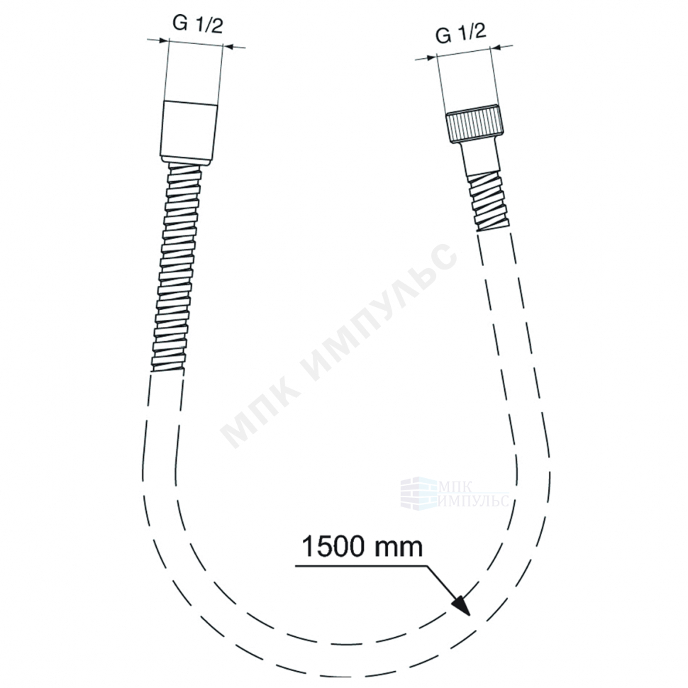 Шланг для душа L=1,5м имп/имп-конус хром METALFLEX Ideal Standard BF150AA — изображение 2