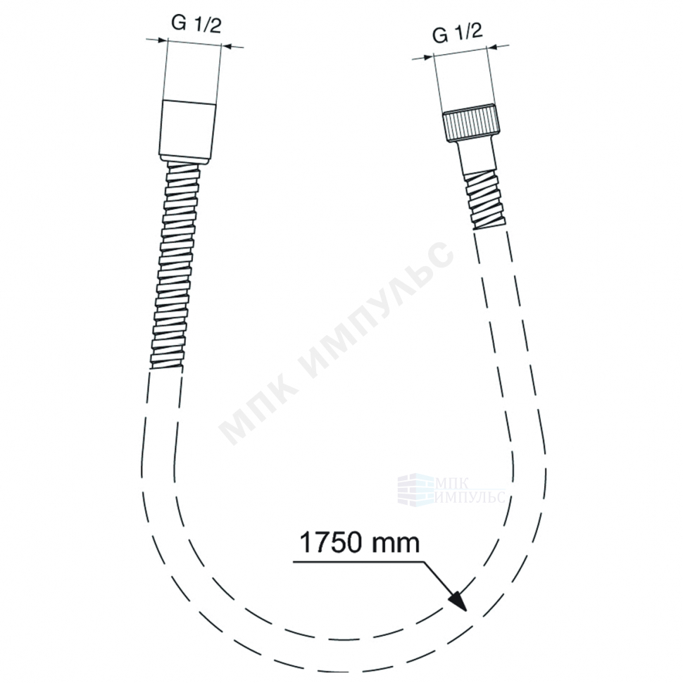 Шланг для душа L=1,75м имп/имп-конус хром METALFLEX Ideal Standard BF175AA — изображение 2