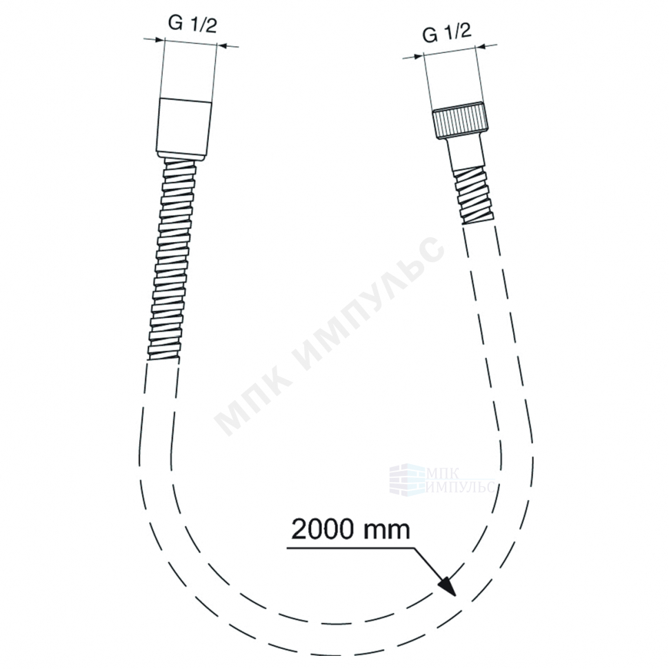 Шланг для душа L=2,0м имп/имп-конус хром METALFLEX Ideal Standard BF200AA — изображение 2