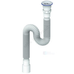 Сифон для умывальника гофрированный 1 1/2"x40/50 L=370-1200мм выпуск с пластиковой решёткой Unicorn D230P