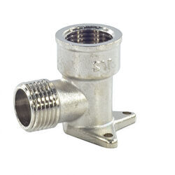 Угольник латунь никель установочный Ду 15 (1/2") 3 отверстия ВР/НР FN136 SantechSystems
