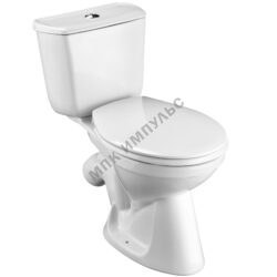 Унитаз-компакт косой выпуск нижний подвод с арматурой 2/реж слив кнопка с сиденьем дюропласт белый Бриз Santek 1.WH30.2.138