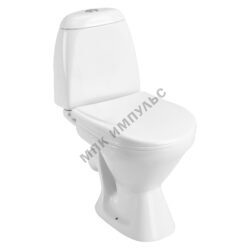 Унитаз-компакт косой выпуск нижний подвод с арматурой 2/реж слив кнопка с сиденьем дюропласт белый Римини Santek 1.WH30.2.130