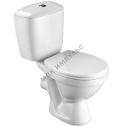 Унитаз-компакт горизонтальный выпуск нижний подвод с арматурой 2/реж с сиденьем дюропласт белый Паллада Santek 1.WH30.2.376