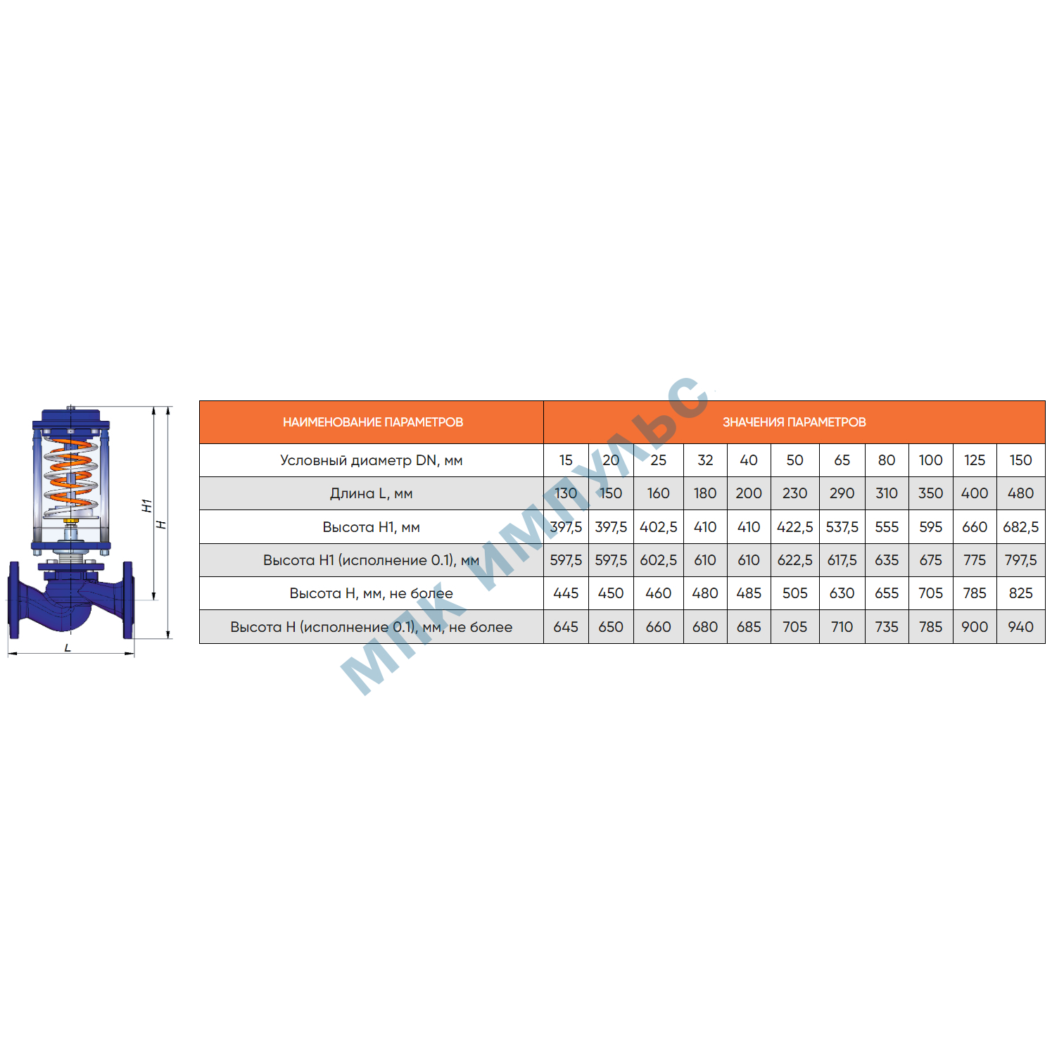 Регулятор давления до себя чугун RDT-S Ду 15 Ру16 фл Рп0.4-4.8 Kvs=1м3/ч Теплосила RDT-S-1.3-15-1 — изображение 2