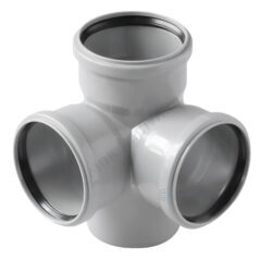 Крестовина PP-H 2-плоскостная серая BASE Дн 110х110х110х87