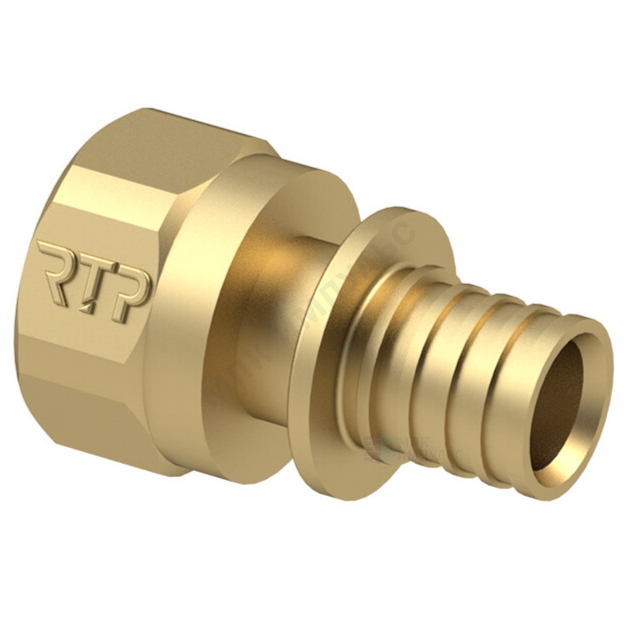Муфта для PE-X/PE-RT труб аксиальная латунь Дн 16х3/4" ВР RTP (РосТурПласт) 28302