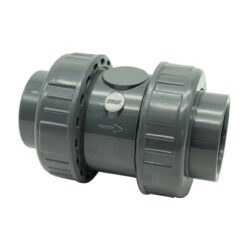 Клапан обратный НПВХ пружинный Дн 63 Ру16 серый напорная под клеевое соединение с уплотнением EPDM Aquaviva SHV063