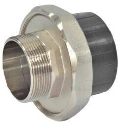 Муфта ПВХ/латунь разъемная Дн 63х2" серая НР под клеевое соединение Aquaviva AQVBND63M