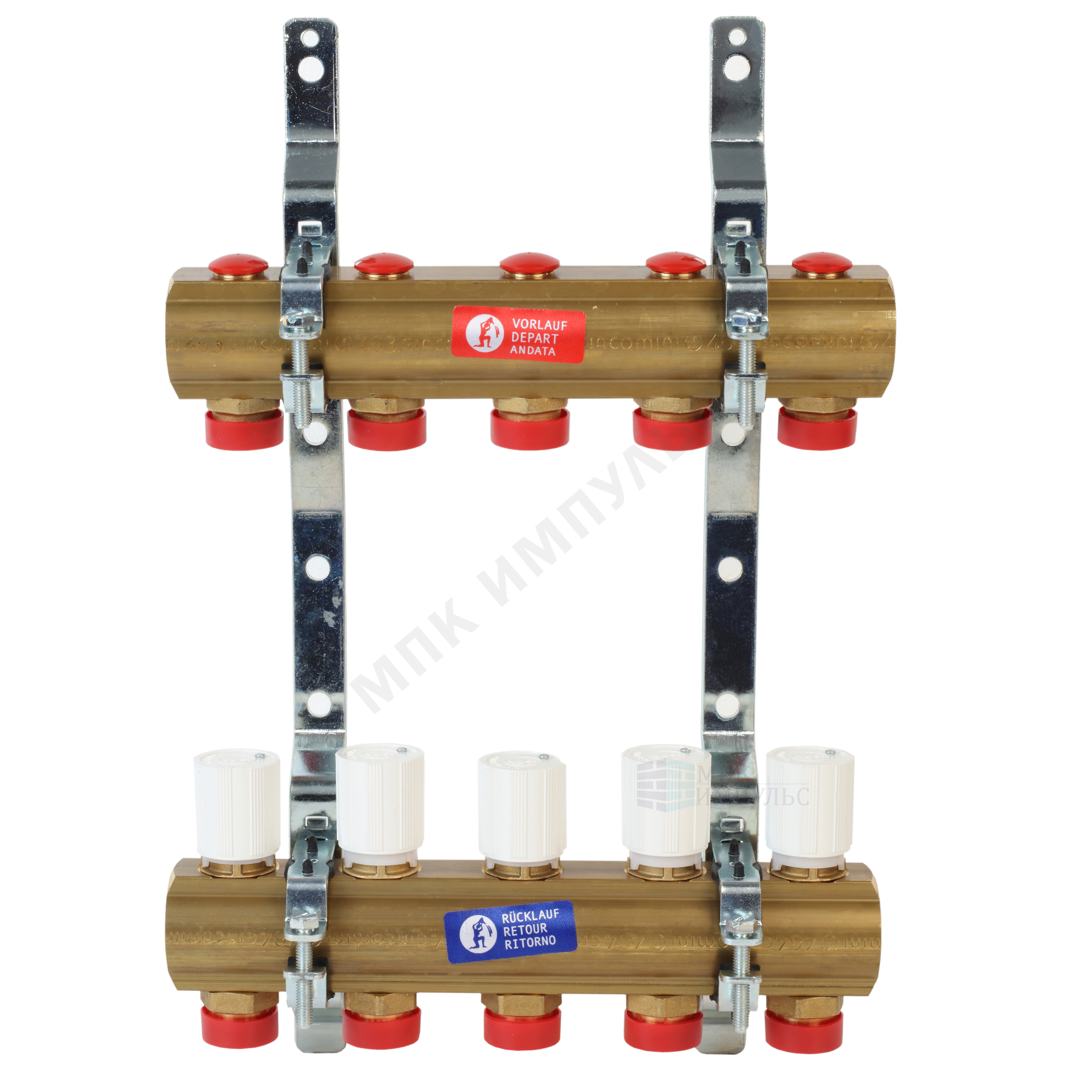 Группа коллекторная латунь 1" ВР/ВР 10 вых 3/4" НР под евроконус R553D Giacomini R553ZY050