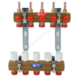 Группа коллекторная латунь 1 1/4" ВР/ВР 12 вых НР под адаптер с седлом 18мм с расходомерами R553F Giacomini R553FZY032