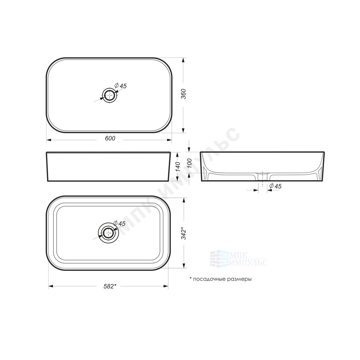 Умывальник мебельный Infinity SLM 60 без отверстия под смеситель белый Sanita Luxe WB.CT/Infinity/60-N.Slim/WHT.G/S1 — изображение 7